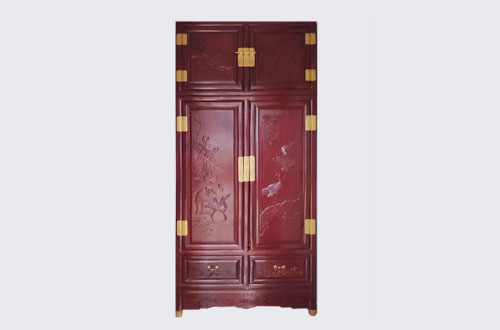 鼎湖高端中式家居装修深红色纯实木衣柜